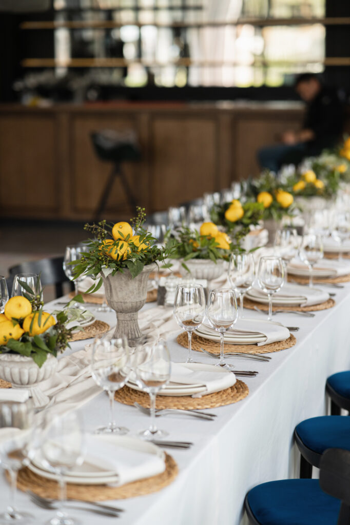 Decorated wedding banquet hall in classic style. Restaurant interior for banquet, wedding deco